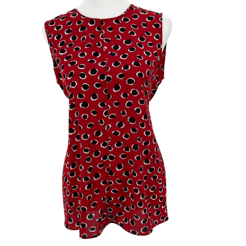 Bar III Red Polka Dot Sleeveless Blouse XS Tie Back Lightweight Top